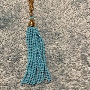 Lilly Pulitzer Blue Beaded Tassel Necklace